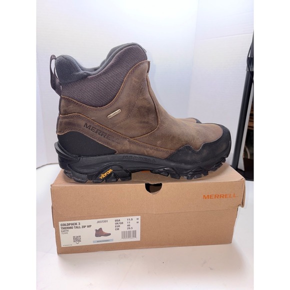 Merrell Mens 11.5‎ M Coldpack 3 Thermo Tall J037201 Waterproof Zipper Earth Boot main image 5